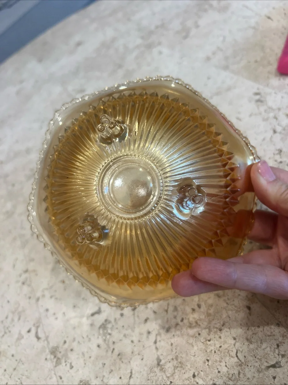 Vintage Carnival Glass Amber Iridescent Glass Decorative Bowl - Home Decor